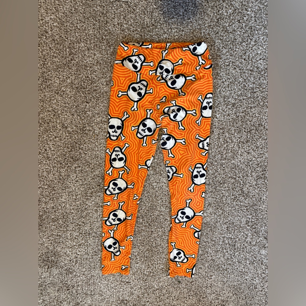 Lularoe Orange Skull Print Womens Leggings OS​